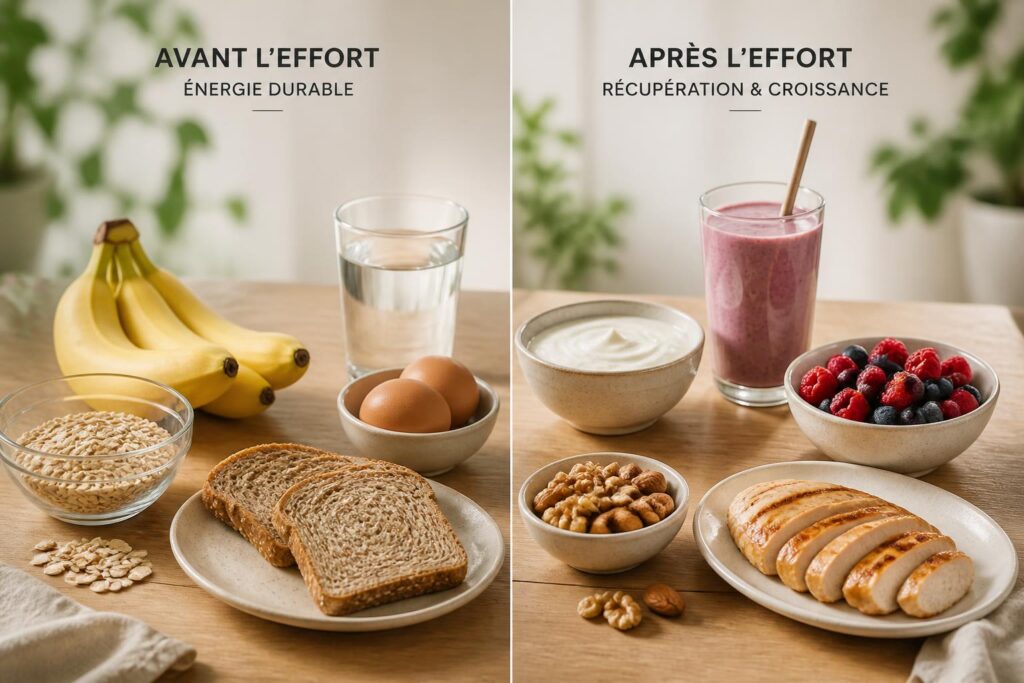 Que manger avant et après l’effort : les bases simples