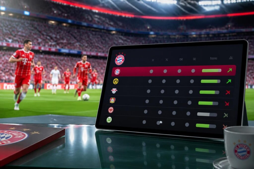 suivez le classement du bayern munich ainsi que les résultats et performances récentes de l'équipe dans toutes ses compétitions.