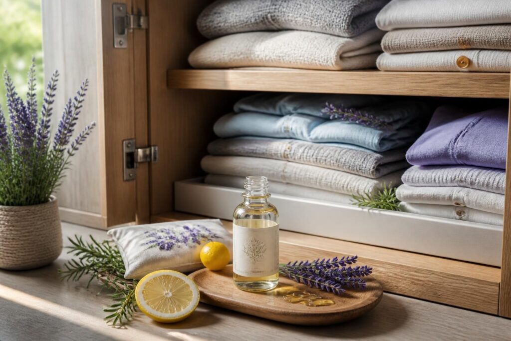 découvrez comment utiliser les huiles essentielles pour protéger naturellement vos vêtements et textiles des mites, en évitant les produits chimiques.